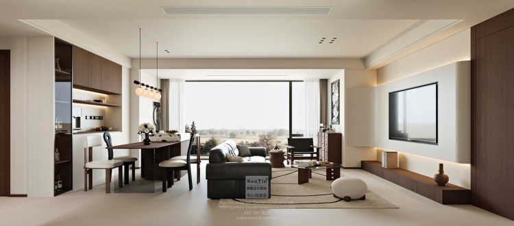 云棲隱山中古風(fēng)三居室餐廳裝修效果圖