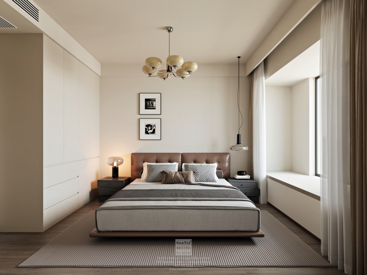 云棲隱山中古風(fēng)三居室臥室裝修效果圖