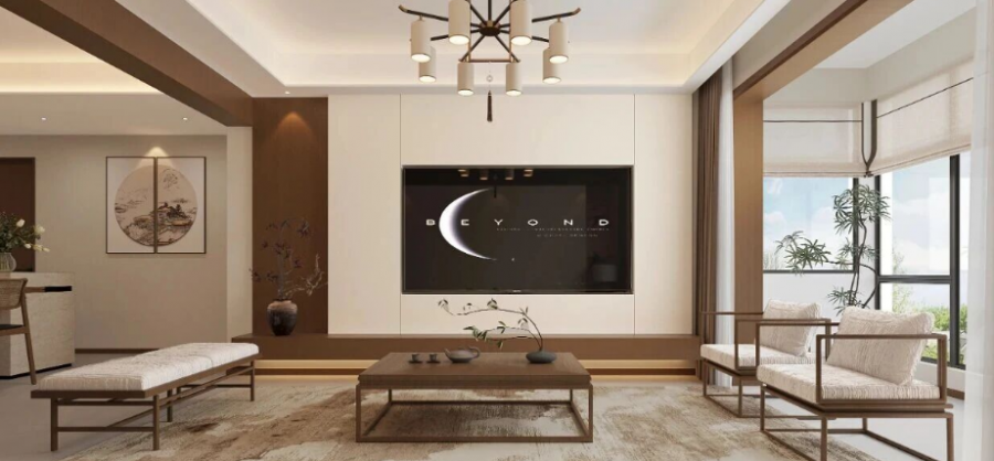 新中式三居室客廳裝修效果圖