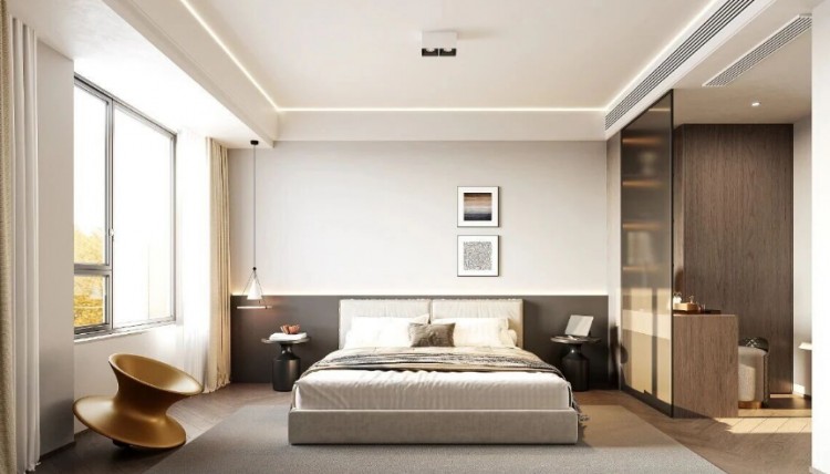 現代簡約三居室臥室裝修效果圖