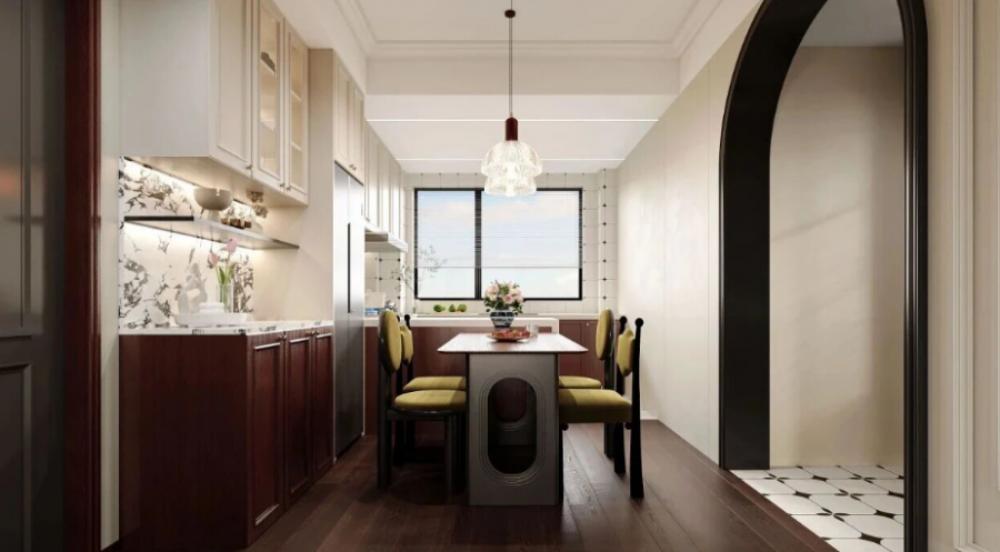 復(fù)古美式三居室餐廳裝修效果圖