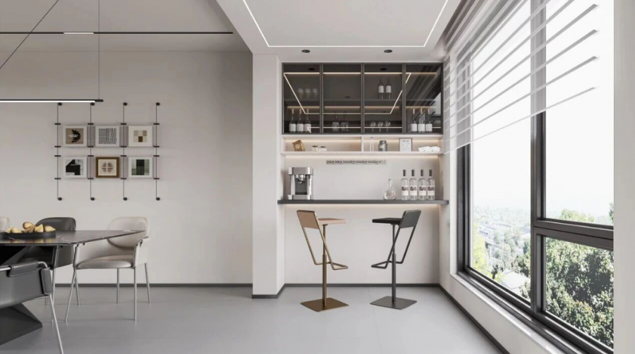 現代簡約三居室陽臺裝修效果圖