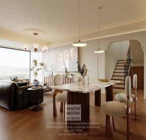 泓悅府疊墅法式中古客廳裝修效果圖