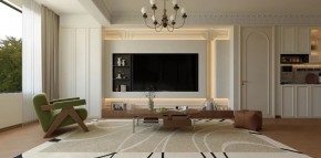 法式復古三居室客廳裝修效果圖