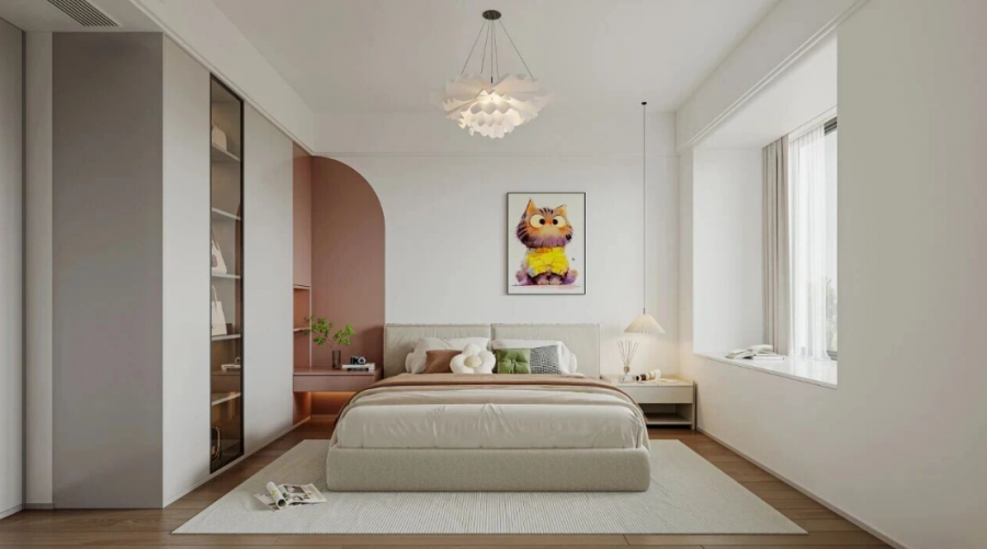 現代簡約三居室臥室裝修效果圖