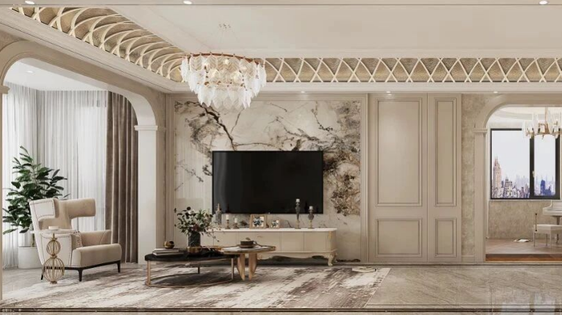 美式三居室裝客廳修效果圖