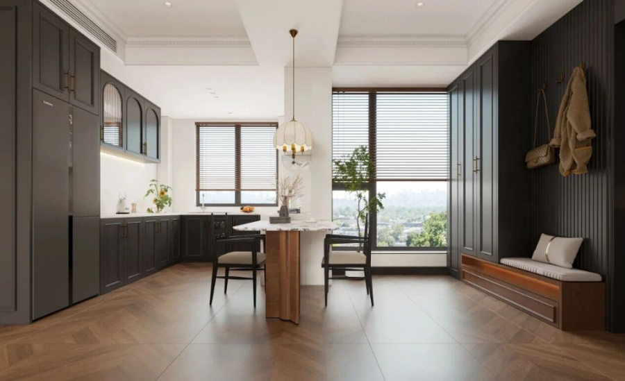 法式復古三居室餐廳裝修效果圖