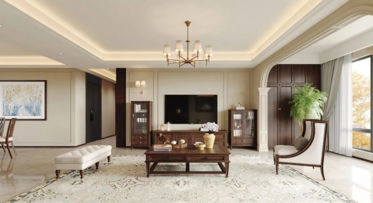 美式復古三居室裝修效果圖