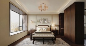 美式復(fù)古三居室臥室裝修效果圖