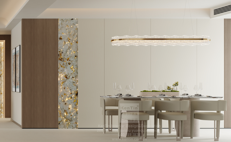 湖畔花園意式輕奢大平層餐廳裝修效果圖