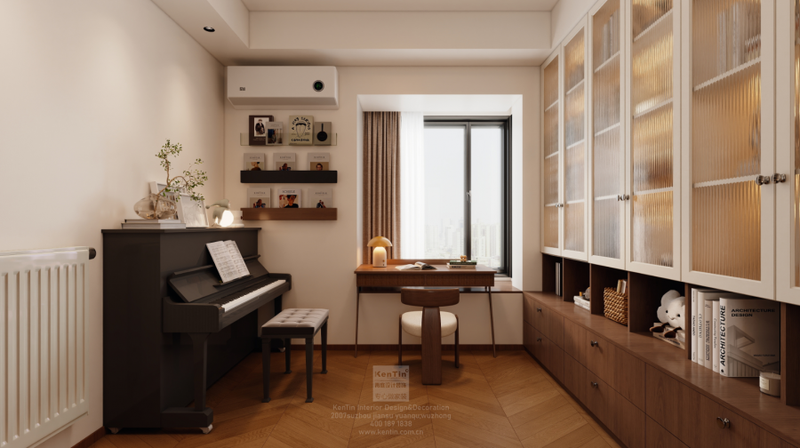 自由水岸中古風三居室書房裝修效果圖