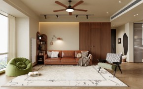 自由水岸中古風三居室客廳裝修效果圖