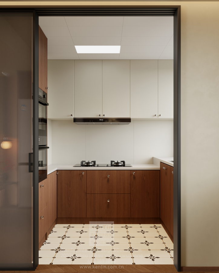 自由水岸中古風三居室廚房裝修效果圖