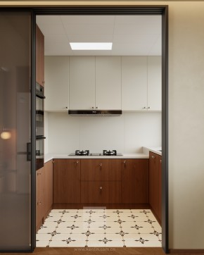 自由水岸中古風三居室廚房裝修效果圖