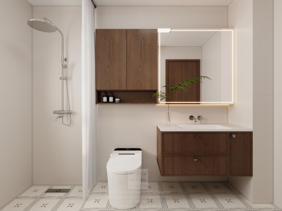 自由水岸中古風三居室衛生間裝修效果圖