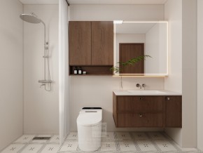 自由水岸中古風三居室衛生間裝修效果圖