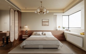 自由水岸中古風三居室臥室裝修效果圖