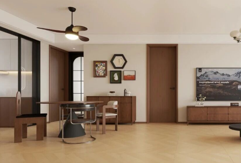 現代中古風三居室餐廳裝修效果圖