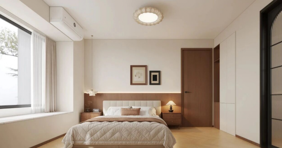 現代中古風三居室臥室裝修效果圖