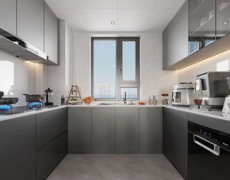 現(xiàn)代簡約三居室廚房裝修效果圖