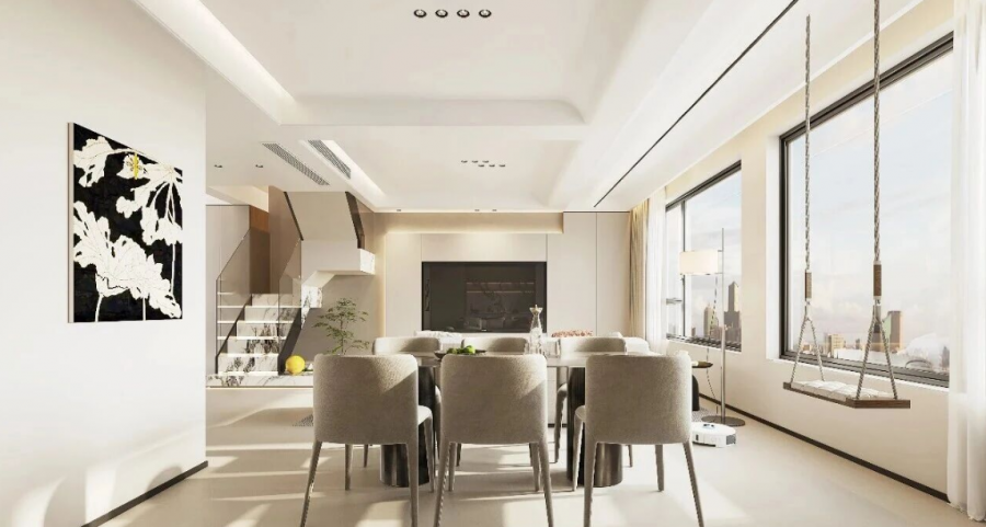 現(xiàn)代簡約復(fù)試餐廳裝修效果圖