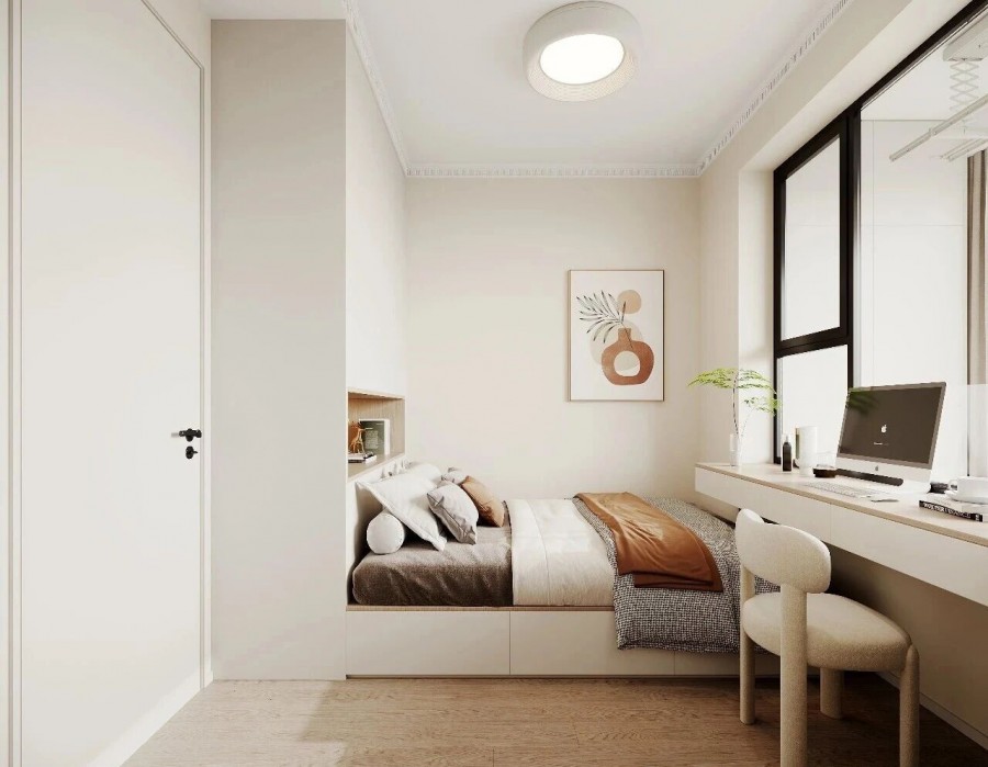 現代簡約三居室臥室裝修效果圖