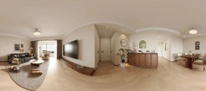 中古風三居室客廳裝修效果圖